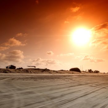 desert sand under blue sunny sky