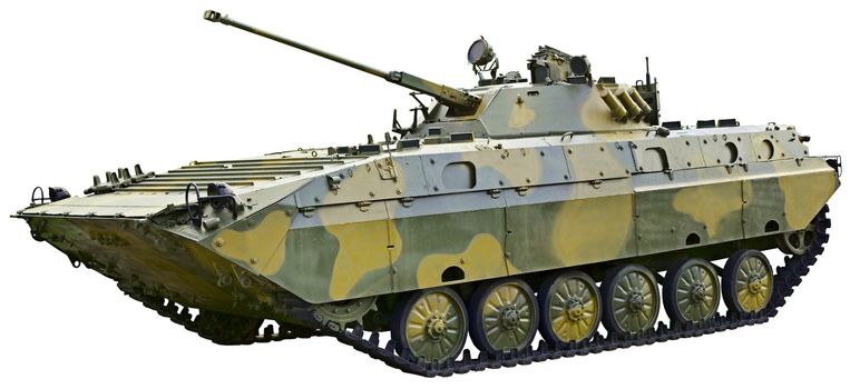 BMP 2 - Soviet fighting vehicle is isolated on a white background