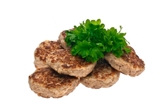 Cutlets shot in the studio on a white background.