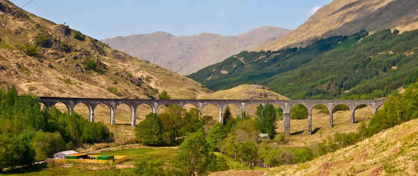 the viaduct in Glenfinnan on the road to the isles