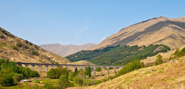 the viaduct in Glenfinnan on the road to the isles