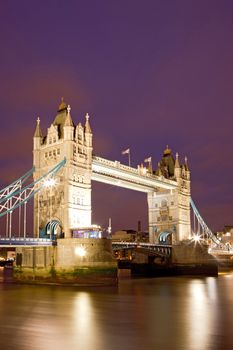 Tower Bridge on River Thames  England United Kingdom at Night