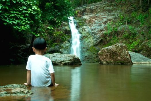 Waterfall in forest   Waterfall is a place that will make you relax and fresh   in Nan Province of Thailand