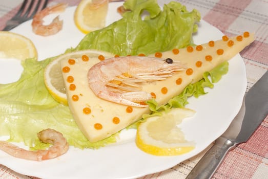 Creative fresh salad from seafood