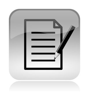Fill form and document white, transparent and glossy web interface icon with reflection