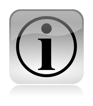 Information, info, white, transparent and glossy web interface icon with reflection