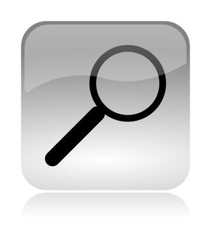 Search lens white, transparent and glossy web interface icon with reflection
