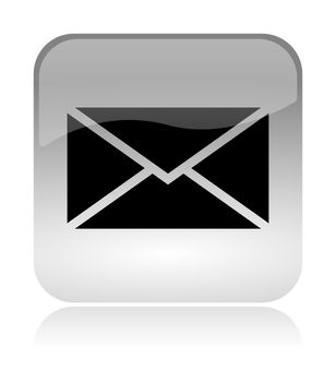 Email envelope white, transparent and glossy web interface icon with reflection