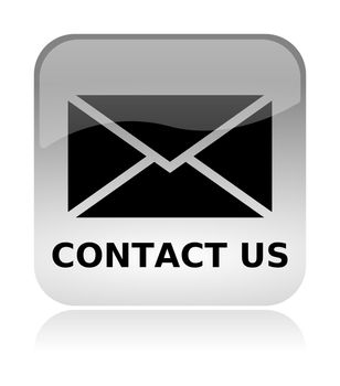 Contact us email white, transparent and glossy web interface icon with reflection