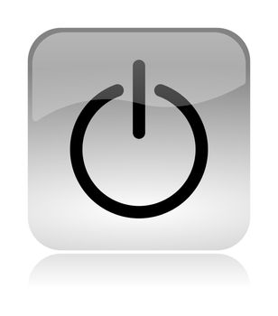 Power on off white, transparent and glossy web interface icon with reflection