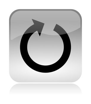 Reload, refresh, white, transparent and glossy web interface icon with reflection