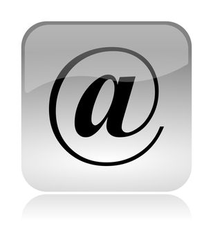 At @ email white, transparent and glossy web interface icon with reflection