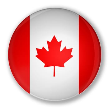 Illustration of a badge with flag of Canada with shadow