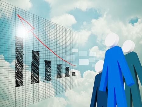 Success of business graph and abstract human