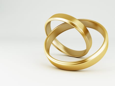 The beauty wedding gold rings on white background