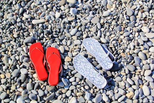 Image of varicoloured feminine schists on beach