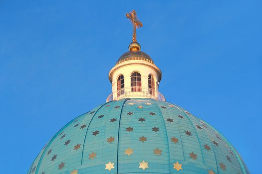 Landscape with roof of Orthodoxy church in Petersburg