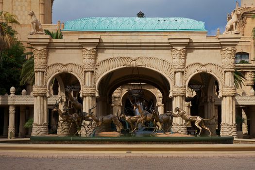 Lost City or Sun City is a Luxury Hotel with a grand entrance, South Africa. Famous Five Star Hotel for accommodation, gambling casino and a famous golf course