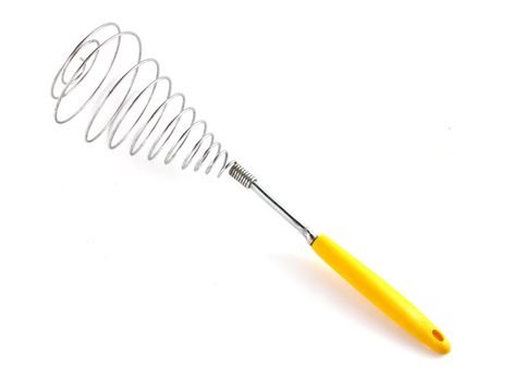 Kitchen whisk beater on white background 