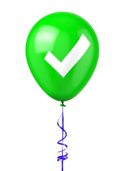 3D rendered Balloon with Check mark.