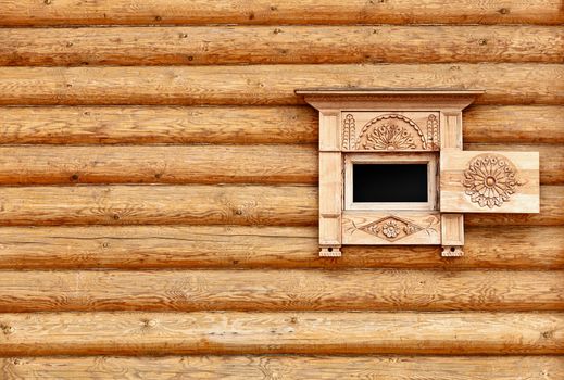 Vintage wooden wall with small window - the background