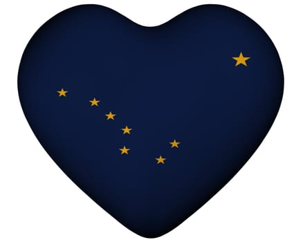 Illustration of heart with flag of alaska