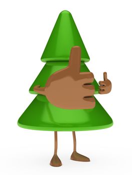 green christmas tree figure take thumbs up