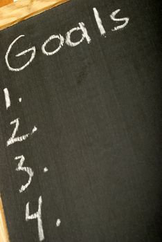 A list of goals numbered on a chalkboard for the successful mindset.