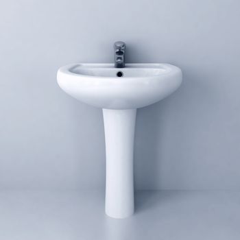 ceramic white washing sink with a modern faucet