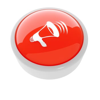 red button with a caution sign on a white background