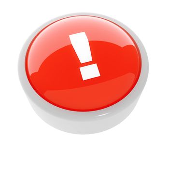 red button with a caution sign on a white background