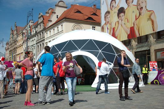 WROCLAW, POLAND - JUNE 8: UEFA Euro 2012, fanzone glass-ball construction in Wroclaw on June 8, 2012.