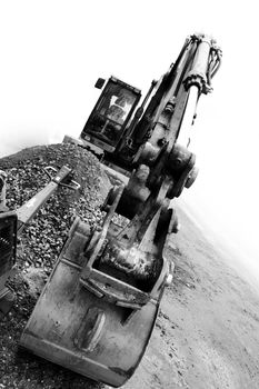 large excavator at the construction site in germany