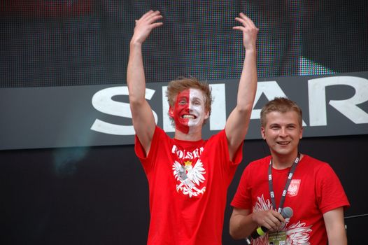 WROCLAW, POLAND - JUNE 8: UEFA Euro 2012, fanzone in Wroclaw. Face-paint competition on June 8, 2012.