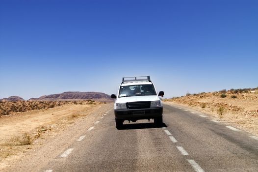 travel by jeep over by desert africa