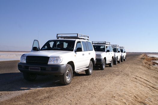 travel by jeep over by desert africa