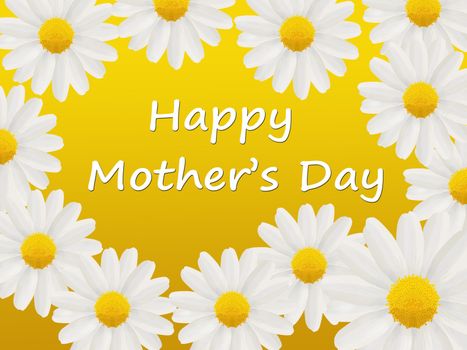 Mother’s Day card to mum with daisies isolated on a yellow background