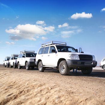 travel by jeep over by desert africa