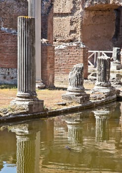 Roman columns in Villa Adriana, Tivoli, Italy