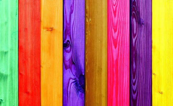 beautiful colored wooden boards in a row
