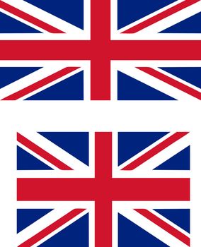 Flag of the UK with official proportions (2:1) and standard international proportions (3:2) useful as language icon - isolated vector illustration