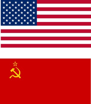 USA and USSR flags - isolated vector illustration
