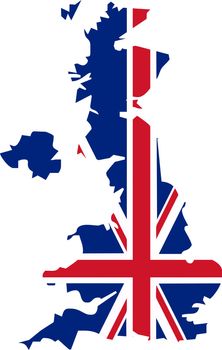 UK map with Union Jack pattern - isolated vector illustration