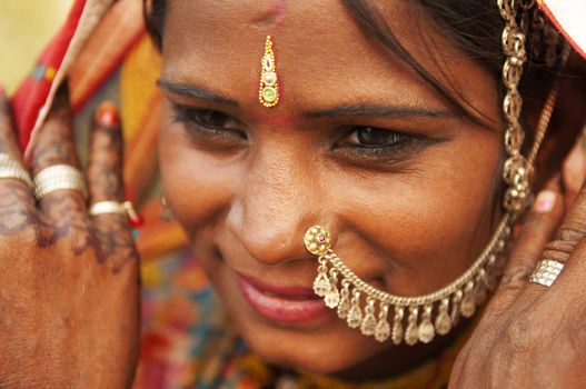 Portrait of a smiling India Rajasthani woman