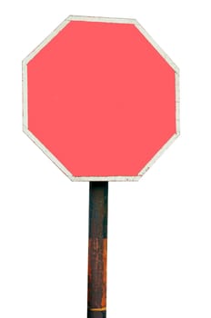 blank road sign with red copy-space for your design (isolated on white background)