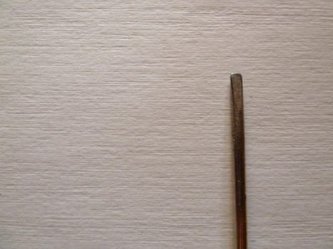 closeup of a screwdriver tip on a white background