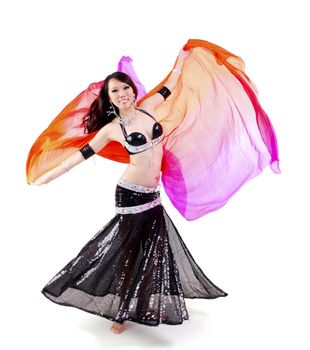 Belly dancer dancing with her veil