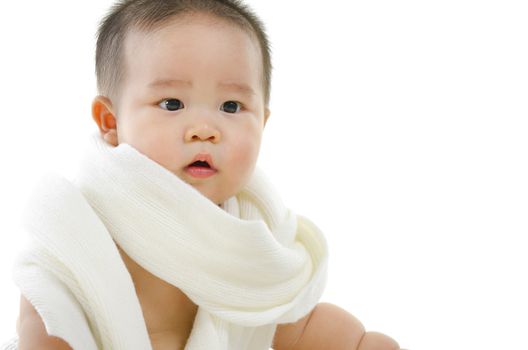 Portrait of a pan Asian baby boy isolated on white background