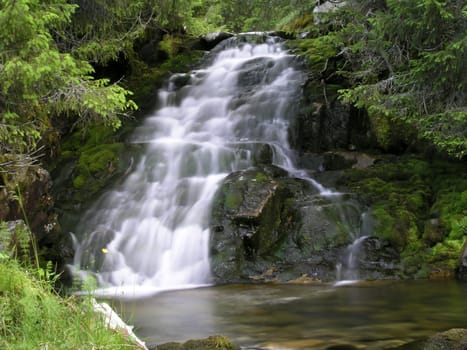 Nature landscape of mountain waterfall 