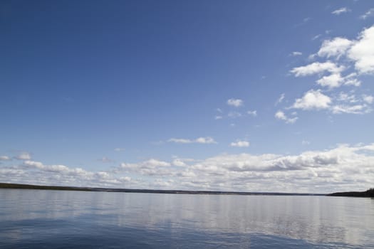 Beautiful landscape of blue sky and lake